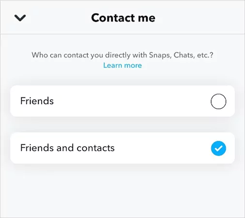 Adjust to Friends or Friends and contacts