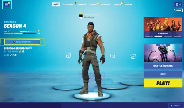 Click on the hamburger menu at the top