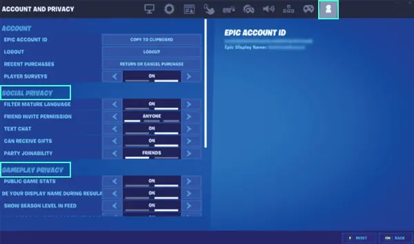 Hit the person icon and make changes under social privacy and gameplay privacy sections