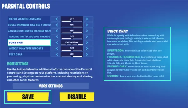 Move the voice chat option to Friends Only, and hit the Save option