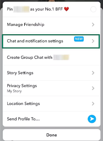 Select chat and notification settings