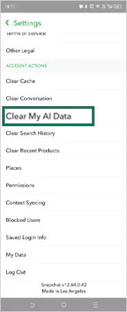 Tap on clear my AI data