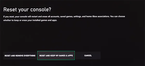 Choose reset and keep my games & apps