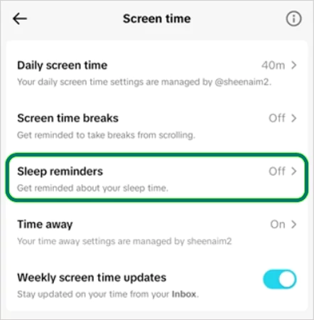 Click on Sleep reminders