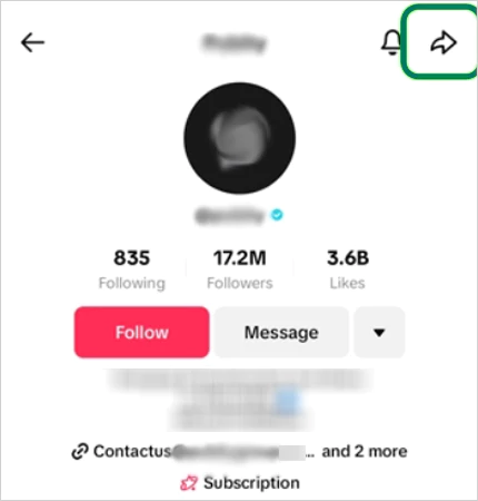 Click on the Share arrow