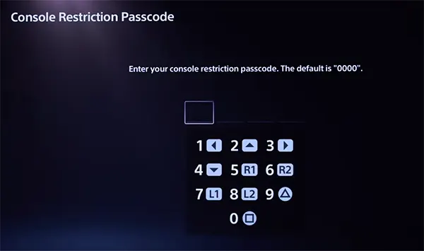 Enter the Console Restriction Passcode