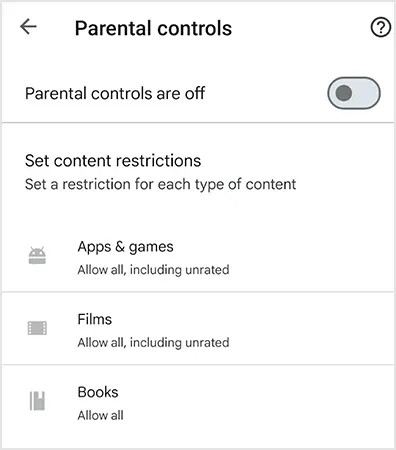 Parental controls are off
