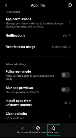 Select Clear Data