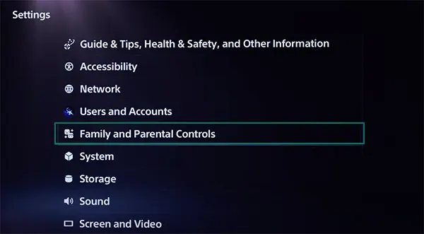 Select Family and Parental Controls