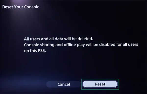 Select Reset