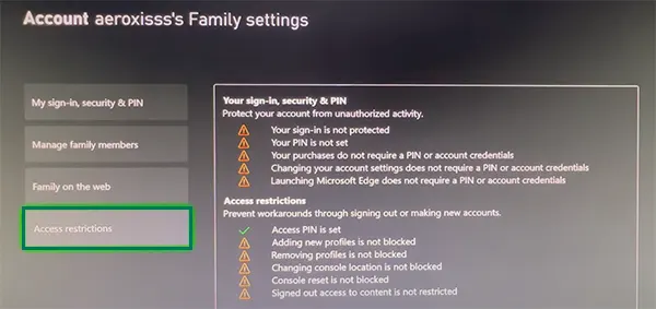 Select access restrictions