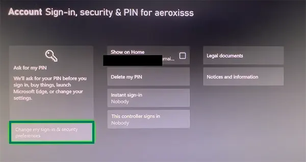 Select change my sign-in & security preferences