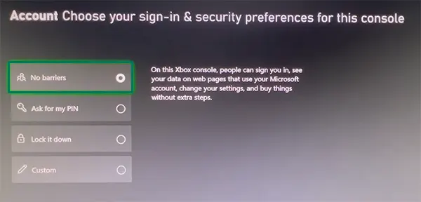 Select no barriers