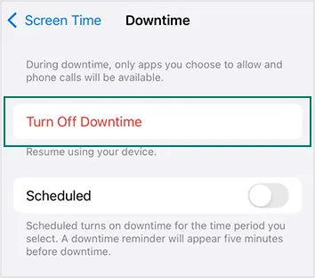 Select turn off downtime