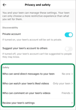 Switch the respective settings