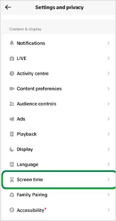 Tap on Screen Time