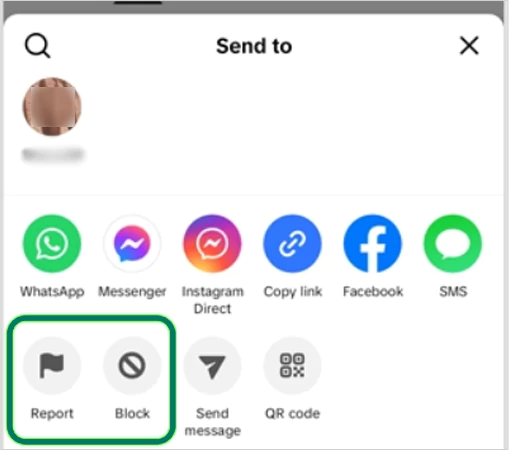 Tap on the report and block option