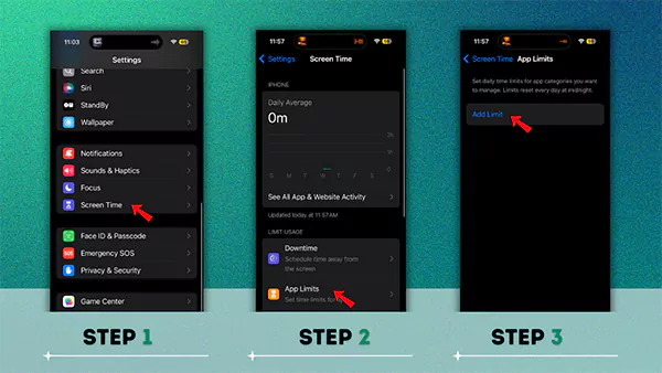 How to add screen time limit on iPhone