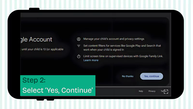 Step 2 Select Yes Continue