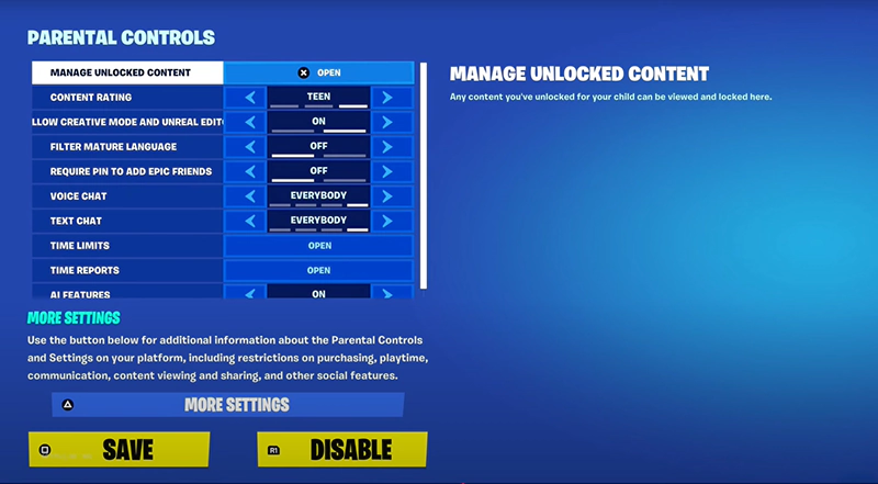 Tap on the disable optionss