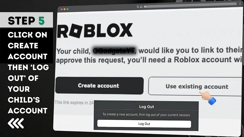 Step 5 Click on Create account and then Log Out of your childs account