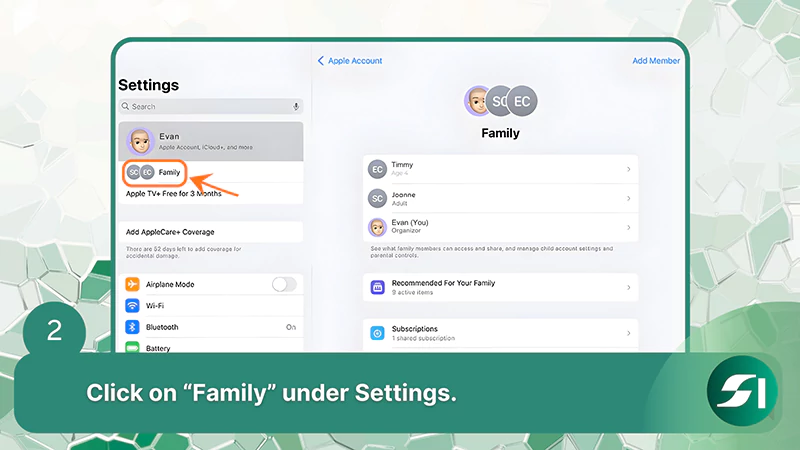 Click on Family under Settings