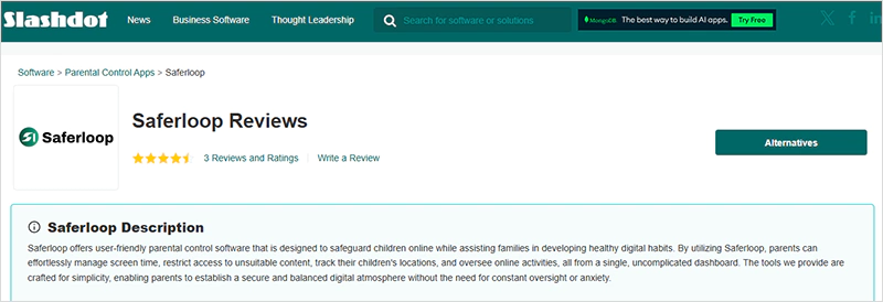 Saferloop reviews on Slashdot