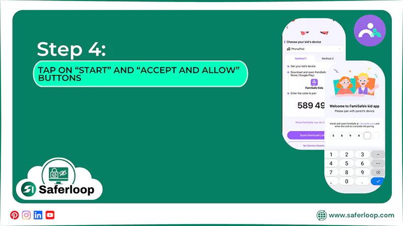 Enter the 6 digit code in your kids account
