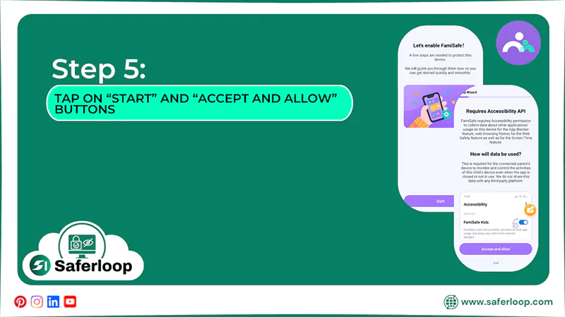 Tap on Start and Accept and allow buttons