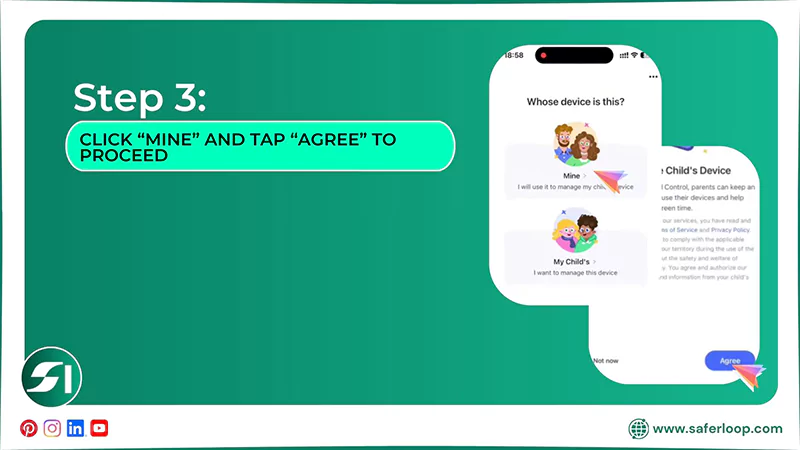 3 click Mine and tap Agree to proceed