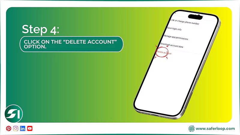 4 Click on the Delete account option
