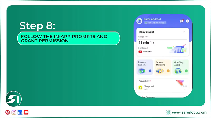 8 Follow the in app prompts and grant permission