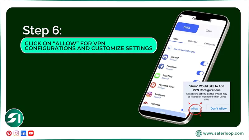 Click on Allow for VPN configurations and customize settings