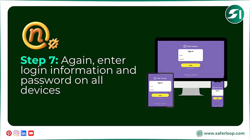 Again, enter login information and password on all devices