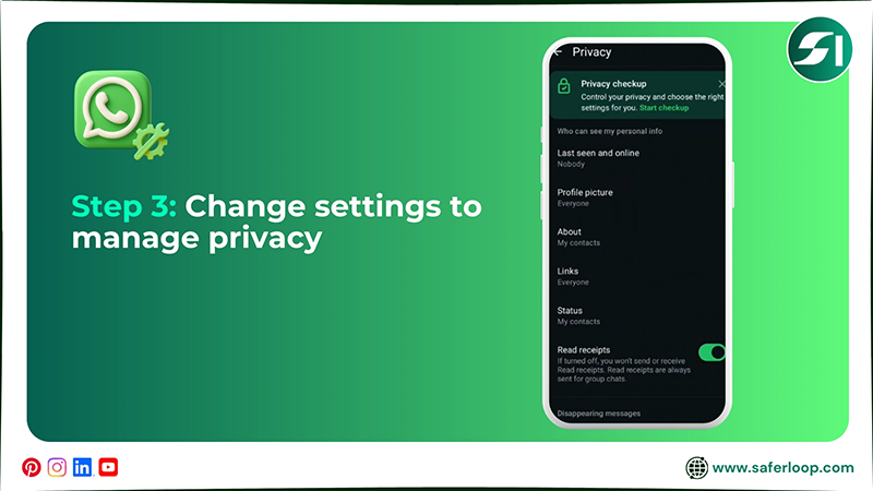 Change settings to manage privacy