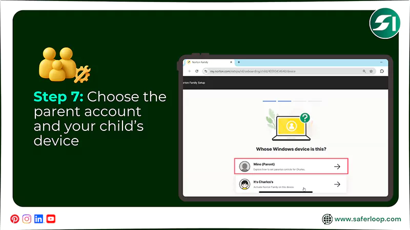 Choose the parent account and your childs device
