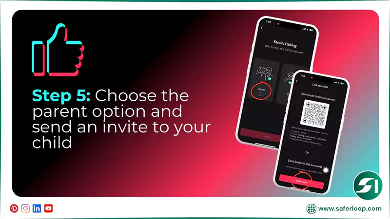 Choose the parent option and send an invite to your child
