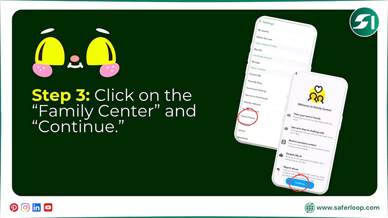 Click on the Family Center and Continue