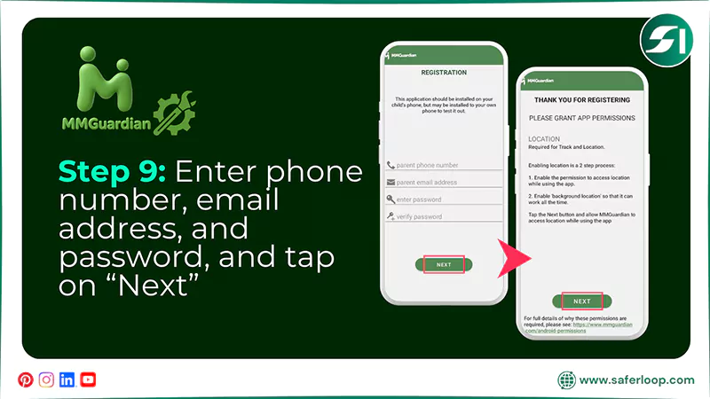 Enter phone number email address and password and tap on Next