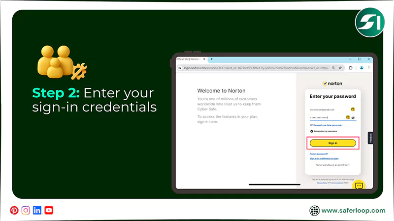 Enter your sign in credentials