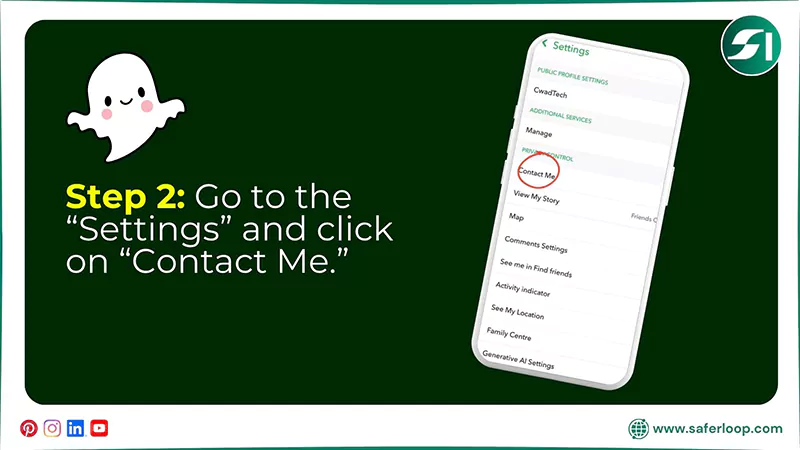 Go to the Settings and click on Contact Me