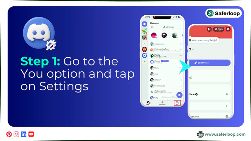 Go to the You option and tap on Settings