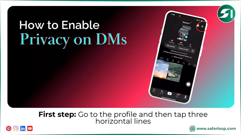 How to Enable Privacy on DMs Go to the profile and then tap three horizontal lines