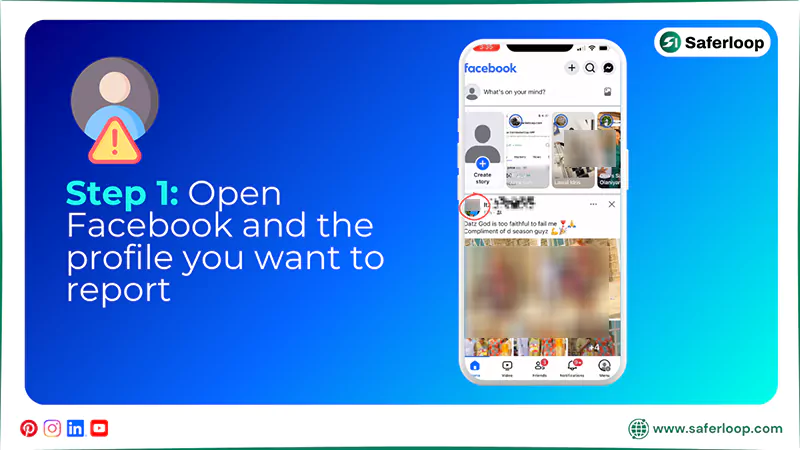 Open Facebook and the profile you want to report