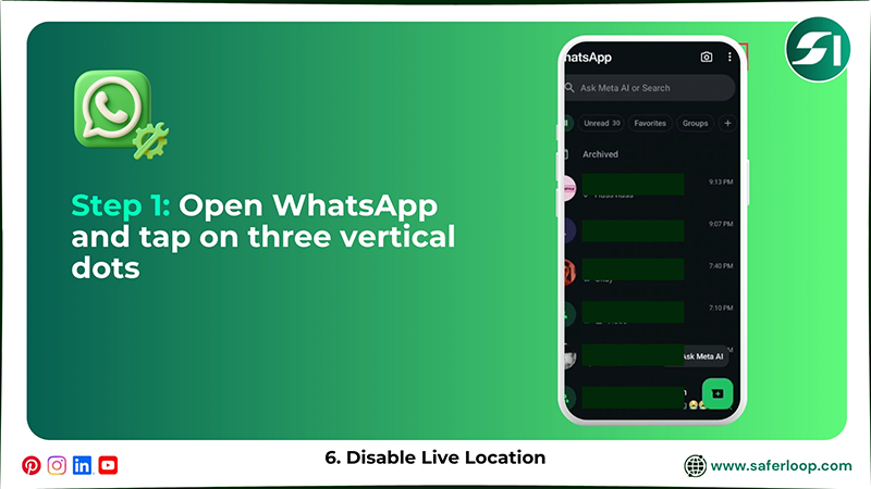 Open WhatsApp and tap on three vertical dots