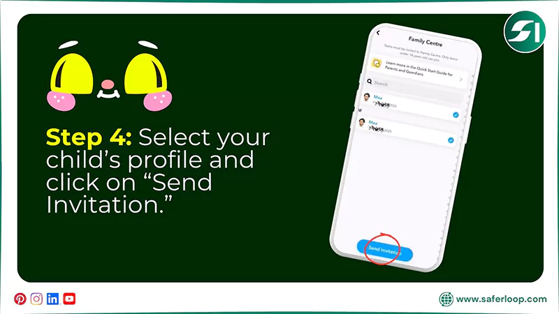 Select your childs profile and click on Send Invitation