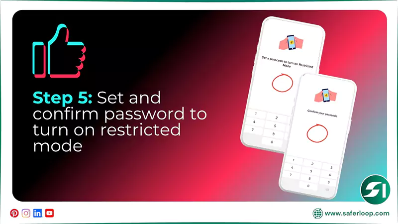 Set and confirm password to turn on restricted mode