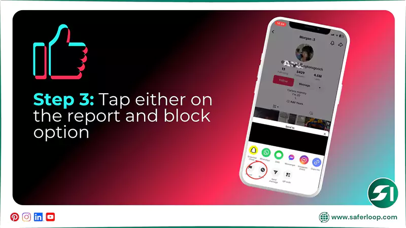 Tap either on the report and block option