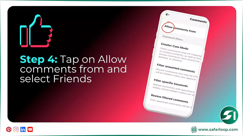 Tap on Allow comments from and select Friends