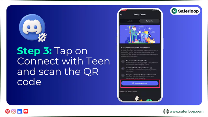 Tap on Connect with Teen and scan the QR code